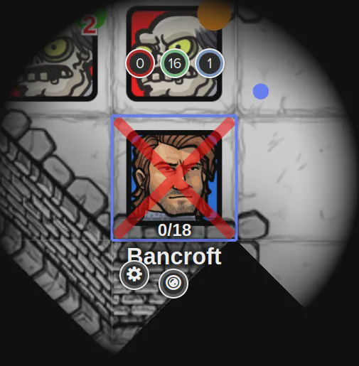 Bancroft's token struck out at zero, two zombies stacked directly above him, the light closed down to a few feet of stone